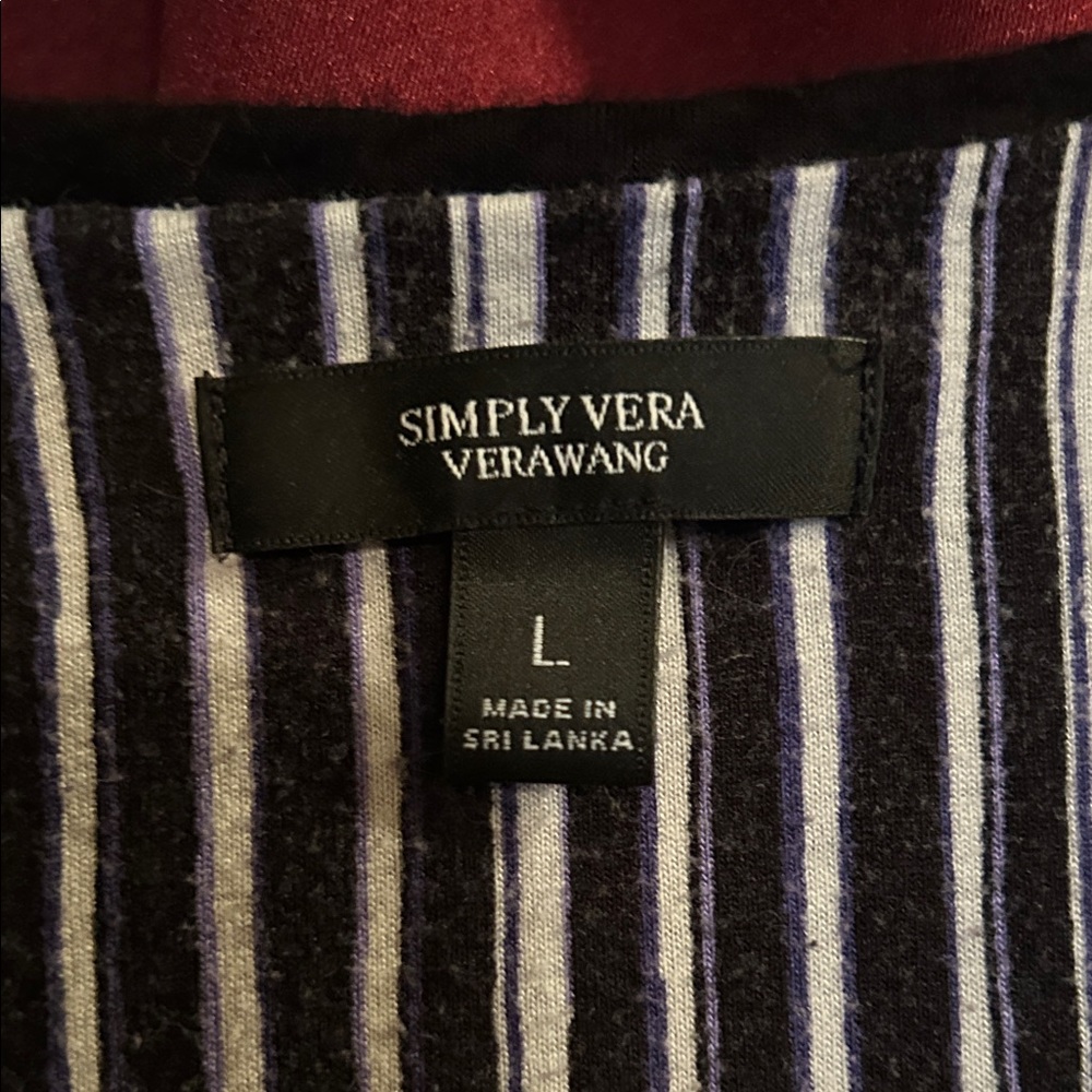 Vera Wang Black & White Striped Short Sleeve Pajama Set size L - Picture 4 of 6